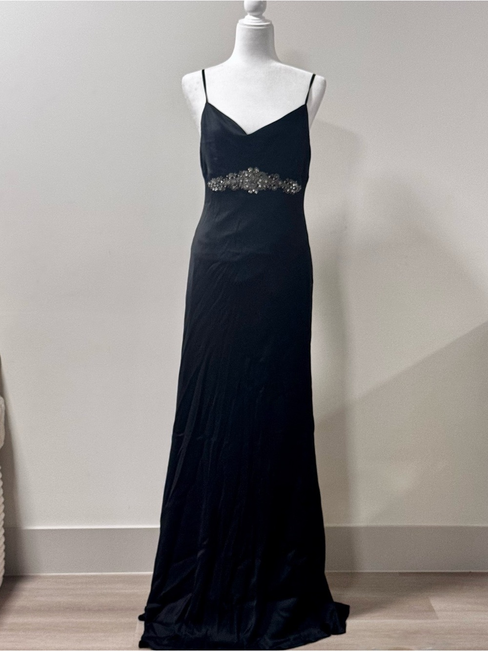Yudashkin Jeans Black Silk Maxi Evening Gown Rhinestone